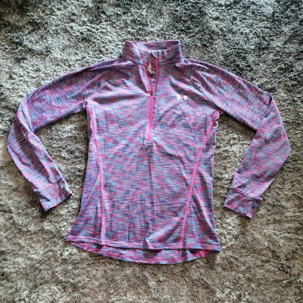Women's Under Armour Purple Blue Pink Teal Half Zip Pullover Size Small